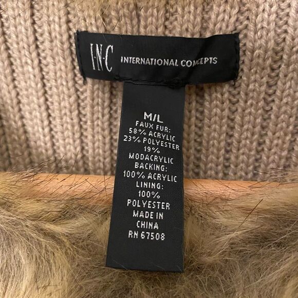 INC International Concepts Women Brown Faux Fur Vest M/L Medium Large - Picture 4 of 8